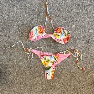 Agua Bendita floral string bikini set top M bottom S